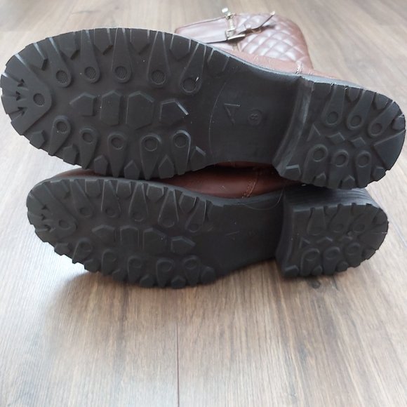 Quilted Knee High Western Boots - Brown - Picture 8 of 8